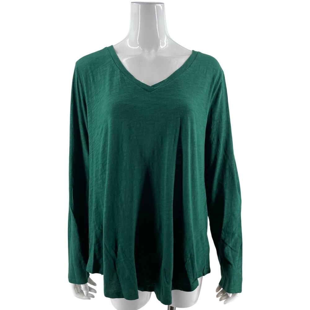 Old Navy Womens Everywear T Shirt Top Size XXL Green V Neck Long Sleeve Tee NEW